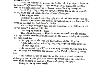 THÔNG BÁO Về việc tăng cường phòng, chống dịch bệnh sởi
